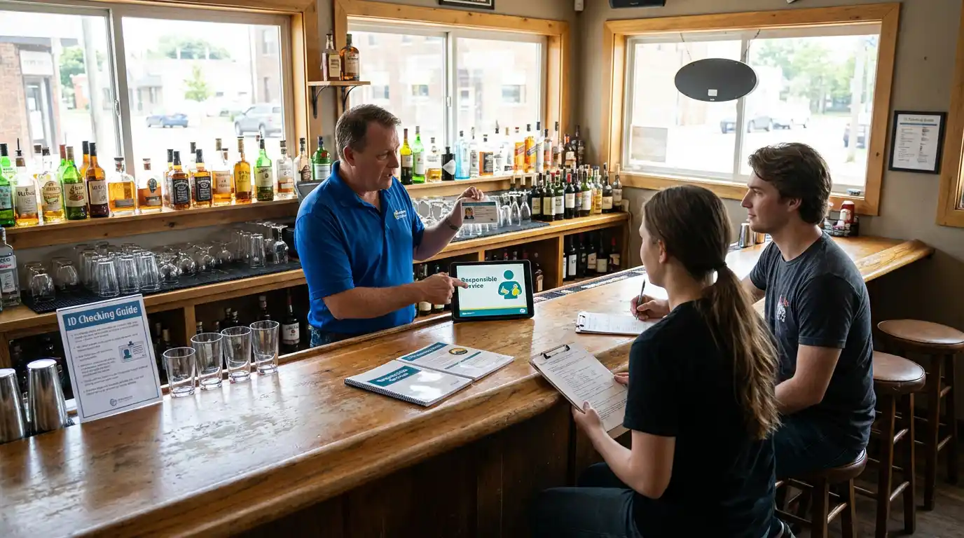 bartending school — instructor teaching responsible alcohol service and certification basics